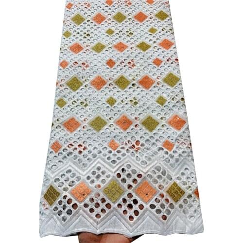 Yellow 2021 Voile Lace In Switzerland High Quality African Cotton Lace Fabric With Stone For Nigerian Every Dress Party YSH066