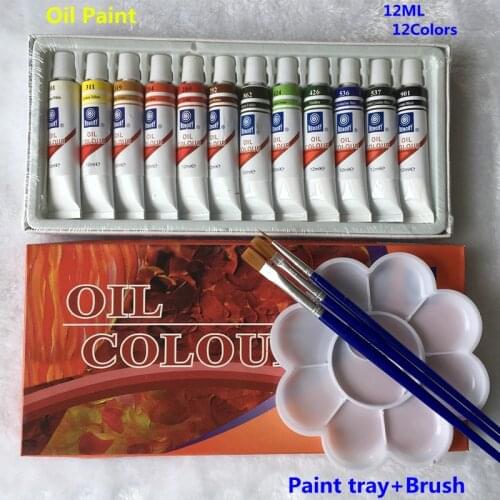 Professional Brand Oil Paint Canvas Pigment Art Paints Each Tube Drawing 12 ML 12 Colors Set Free For Brush And Paint Tray