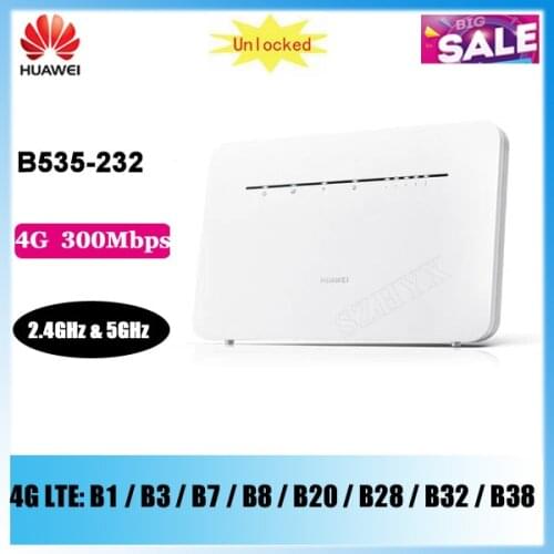 Unlocked Huawei B535-232 4G Router with sim card slot LTE FDD: B1/B3/B7/B8/B20/B28/B32/B38 Cat7 300Mbps Wireless CPE Router