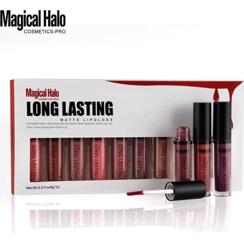 Sexy 10 Colors Matte Lips Makeup Waterproof Lipgloss Matte Liquid Lipstick Long Lasting Lip Gloss Lip Tint Kit Make up Cosmetics