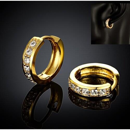 Wholesale womens earrings wedding jewelry,gold color 16mm round circle simple small hoop earrings Pendientes para mujeres