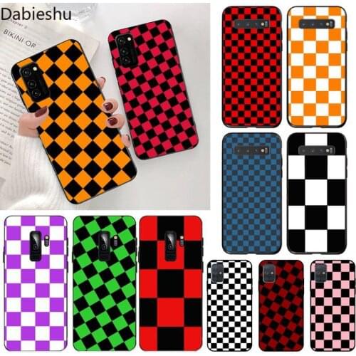 Checkerboard Plaid Checked Checkered Bling Cute Phone Case for Samsung S20 plus Ultra S6 S7 edge S8 S9 plus S10 5G lite 2020