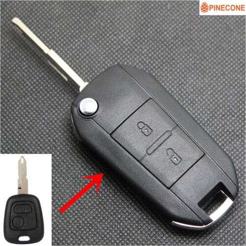 PINECONE Key Shell for Peugeot 106 206 207 306 406 Key Case Styling 2 Button NE73 Blade Modified Remote Car Key Fob Casing