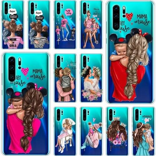 Hot Baby Mom Girl Silicone Phone Case for Huawei P40 P30 P20 Pro P10 P8 Lite 2017 P Smart Z S Plus 2019 2020 Soft Cover