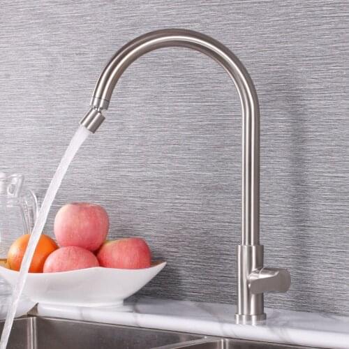 304 stainless steel washing kitchen sink faucet thickness body single cold water