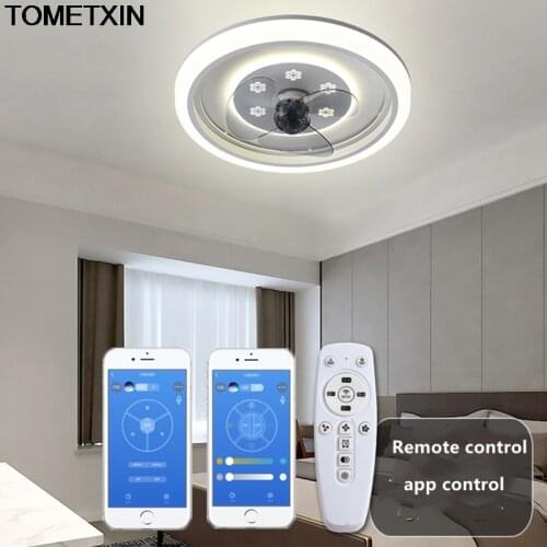 Smart app ceiling fan lamp bedroom lamps dining room living room Nordic simple invisible chandelier with electric fans