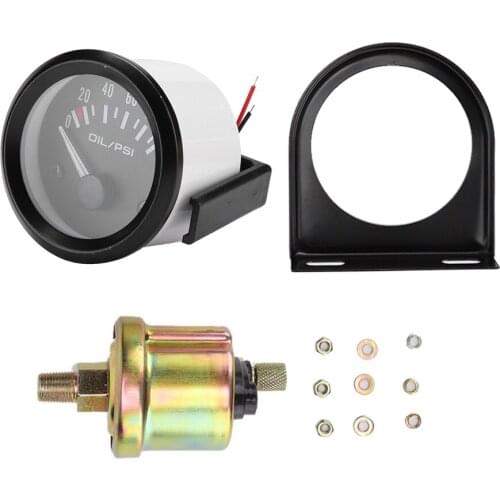 52mm/2in 12V Universal Car Electromagnetic Oil Pressure Gauge Indicator Auto Modified Meter Car Modification Accessory
