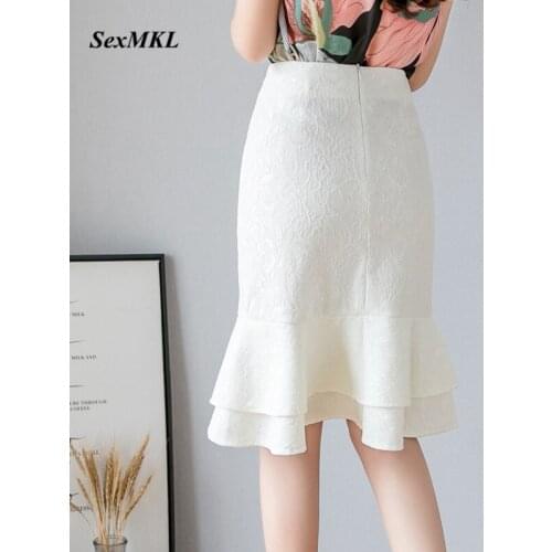 Women Elegant Office Skirts Plus Size 2020 Fashion High Waist White Party Skirt Korean Clothing Winter Sexy Bodycon Black Skirt