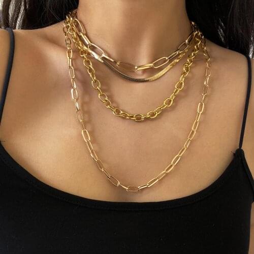 Punk Multi Layer Curb Cuban Chunky Thick Blade Chain Choker Necklace Women Steampunk Necklace Collier Best Couple Jewelry Gift