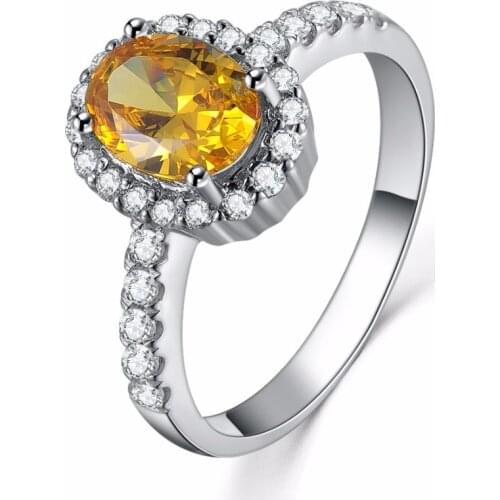 2CT Oval Shape Diamond Yellow Ring Halo Pigeon Egg Micro Paved Women Engagement Ring 925 Sterling Silver Jewelry Halo Ring