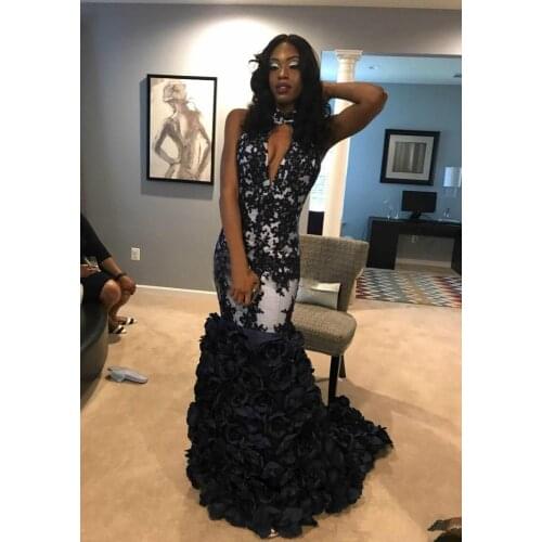 Modest Keyhole sexy Flowers Mermaid Evening Dress Applique vestidos de gala lace Prom dresses 2019 Formal Pageant prom dress