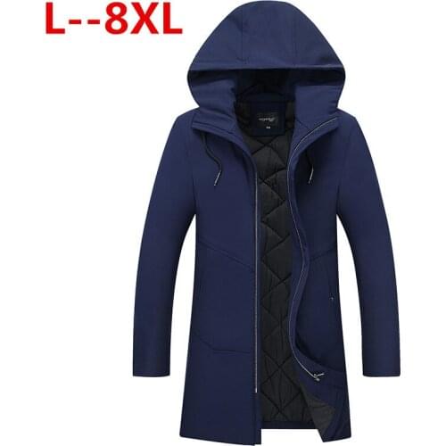 Plus size 10XL 8XL 6XL 5XL 4XL New Winter Three Color Mens Long Overcoat Popular Big Size Hooded Warm Comfortable Coat