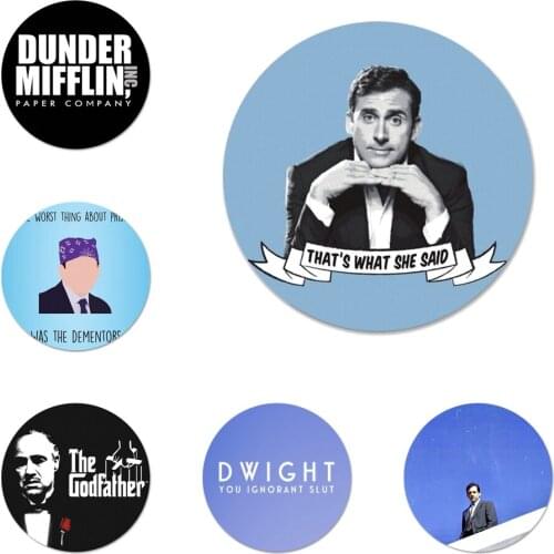 58mm The office tv show What She Said Icons Pins Badge Decoration Brooches Metal Badges For Clothes Backpack Decoration
