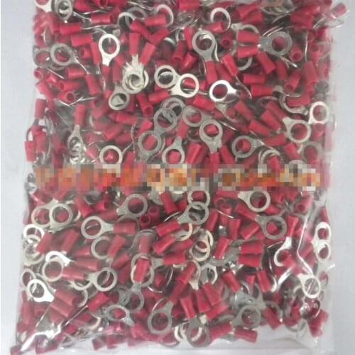 1000pcs/lot RV1.25-8 Ring circle round loop cable lugs PVC pipes electric terminals solder block sleeve insulated terminal