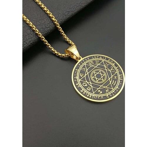 12 Constellation Alphabet Six-Pentagram Pendants Necklace for Men with Star of David Gold Necklaces Punk Male Jewelry