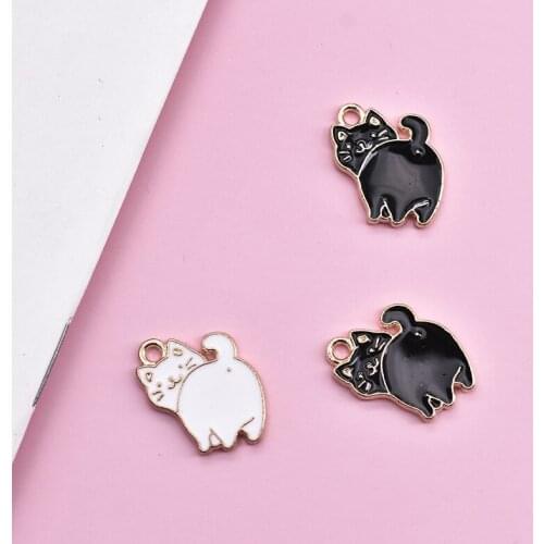 30Pcs/Lot 14x16mm Enamel Cute Cat Charm For Jewelry Making Cute Earring Pendant Bracelet Necklace Charms Diy Jewelry Accessories