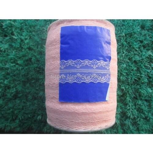 38 mm width of shell pink lace fabric 10 yards / lot DIY clothing accessories Ribbon lace embroidery on both sides