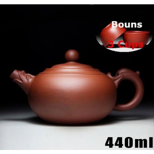 440ml Dragon Blessing Tea Pot Yixing Teapot Chinese Tea Set [Bonus 3 Cups] Chinese Tea Ceremony Famous Handmade Gift Packaging