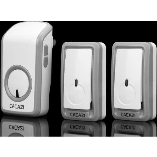 48 Ringtone Wireless Doorbell Door Bell Chime,Volume Control Adjustable,Two Buttons/Transmitters Waterproof White 110V-220V