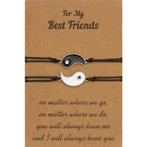 2pc Yin Yang Gossip Bracelets For Women Men Lover Couple Bracelet Adjustable Rope Chain Best Friend Friendship Bracelets Jewelry