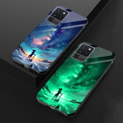 Luminous Glass Glow Case For Samsung Galaxy S20 Ultra S11 Plus Luxury Shine Starry Sky Silicone Back Cover For Samsung S11E
