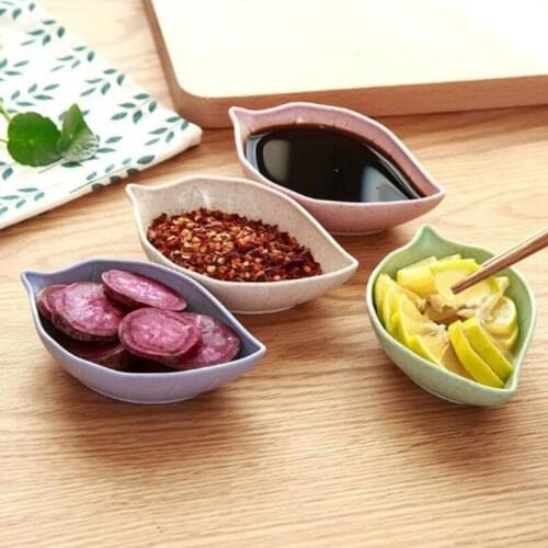 Four Loaded Wheat Multi-Purpose Seasoning Bowl Kitchen Utensils Leaf-Shaped Seasoning Bowl Easy To Clean Kitchen Tools