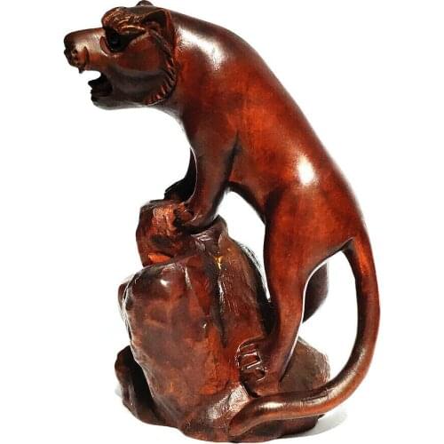 CQ091 - 2" Hand Carved Boxwood Netsuke Figurine Carving: Tiger