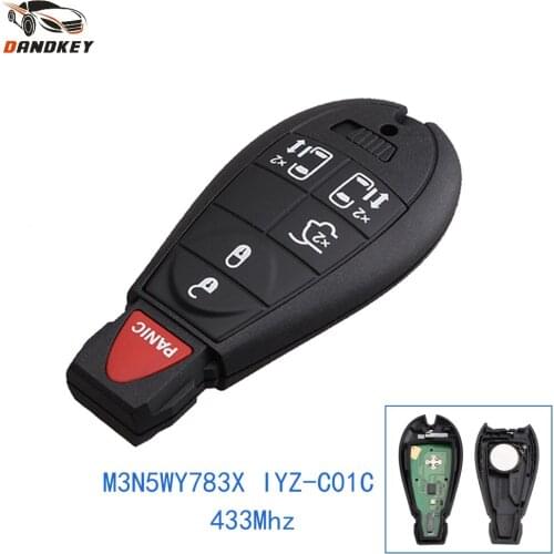 Dandkey 5+1 6 Buttons M3N5WY783X IYZ-C01C 433Mhz Fob For Dodge Chrysler Town & Countr Jeep Grand Cherokee Smart Remote Car Key