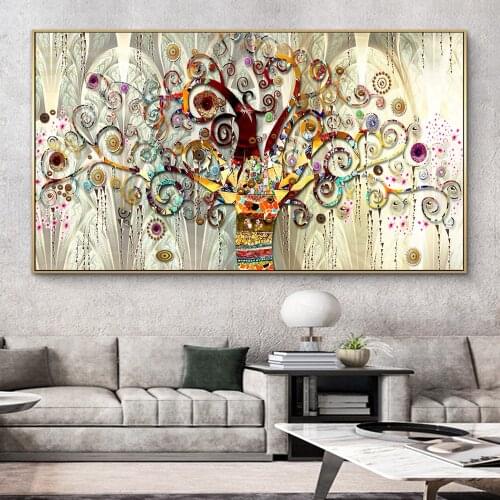 Tree Of Life Abstract Canvas Wall Art Scandinavian Posters And Prints Gustav Klimt Famous Painting Modern Picture For Room Decor