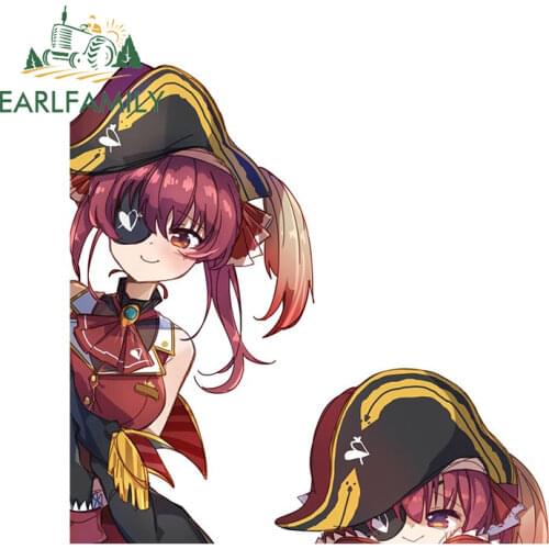 EARLFAMILY 13cm for Marine Hololive Car Stickers Sunscreen Anime Decals Cute Scratch-Proof Windshield Trunk Decor Car Label