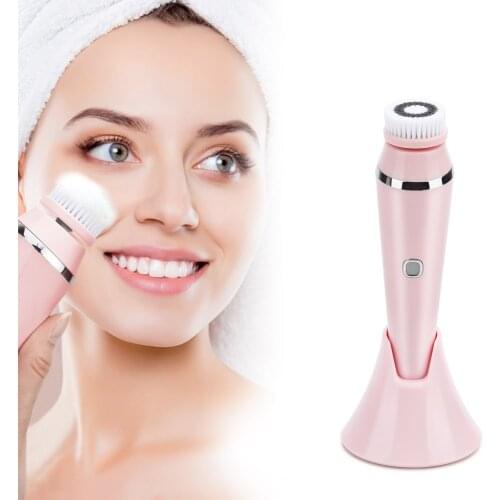 4 IN 1 Electric Facial Cleansing Brush Spin Pore Cleaner Face Wash Machine Makeup Remove Waterproof Facial Massager with 4 Heads
