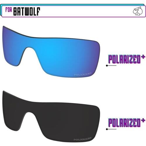EZReplace Anti Seawater Polarized Replacement Lenses for - Oakley Batwolf Sunglasses - Black P Plus-Blue P Plus