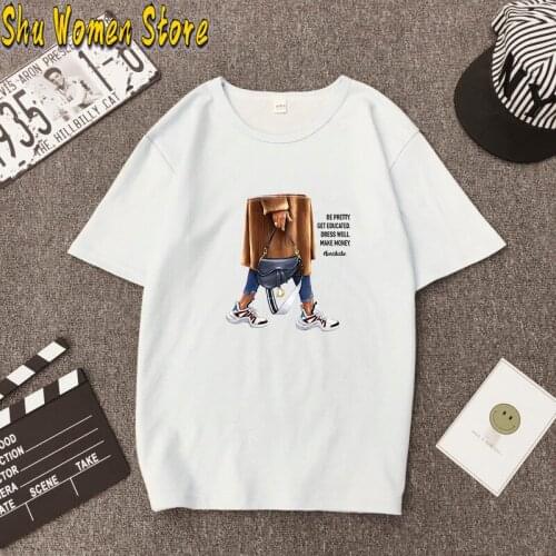 Harajuku T Shirt Women beauty Printed T-shirt Clothes Cartoon Graphic Summer Tshirt Female Casual Short sleeve Tops Tee
