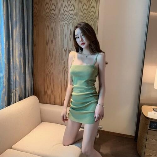 GOOHOJIO 2020 Summer Fashion Tight Women Dress Sexy Skinny Low Cut Slim Dress Women Sleeveless Backless Dresses Lady Party Club