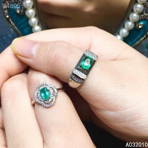 KJJEAXCMY fine jewelry 925 sterling silver inlaid natural emerald Lovers luxury new women men Couple ring Support test