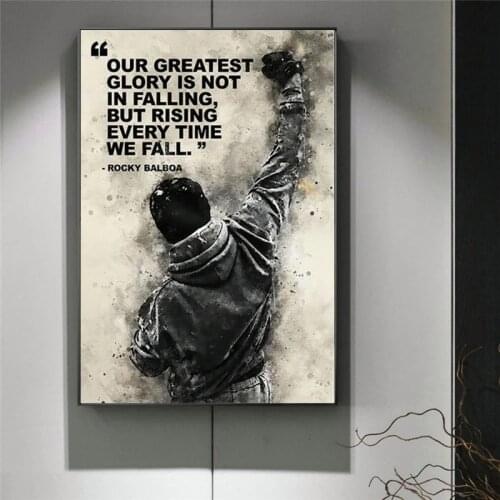 Black White Rocky Balboa Boxing Canvas Paintings abstract Motivational Poster and print Wall Art pictures livingroom Decor