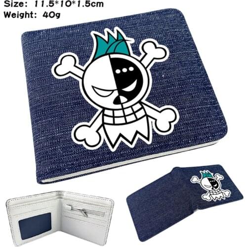 Short Wallet Anime One Piece Denim Bifold Casual Card Photo Photo Holder Teenger Student High Quality Mens Womens Purses