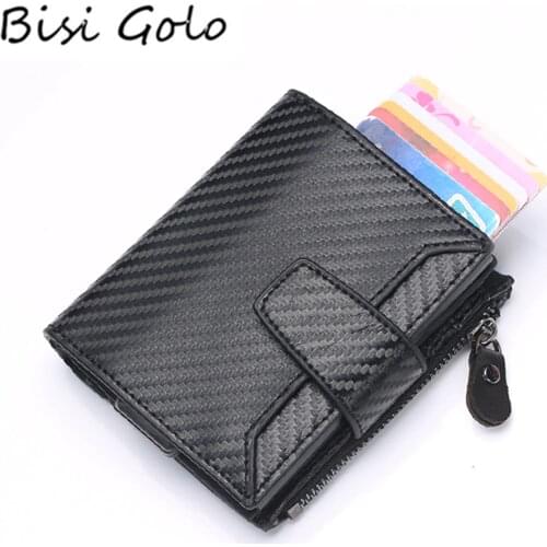 BISI GORO PU Leather Wallet Credit Card Holders Rfid Automatic Card Set Vintage Business Aluminum Wallet New Vintage Card Holder