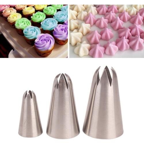 Maifu Medium Decorating Mouth Baking Cake Cream Tool 304 Stainless Steel 3-Piece Set