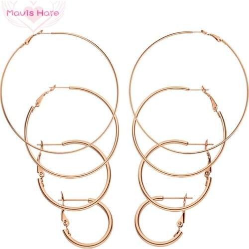 Mavis Hare Rose Gold 316L Stainless Steel Hoop Earrings can choose 5 size for any Occasion Brincos Jewelry high quality durable