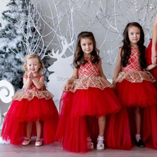 Fashion Flower Girl Dresses Birthday Tulle High Low Princess Lace Flower Girl Dress For Wedding Prom Communion Dresse
