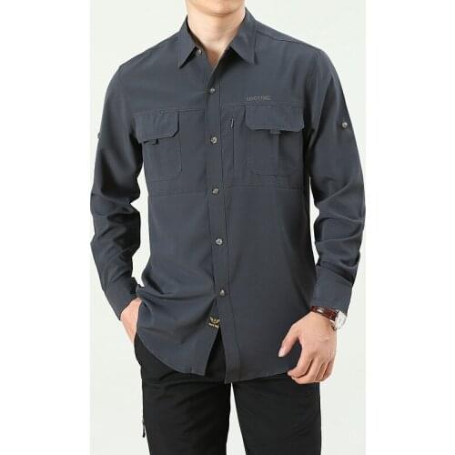 Men Tactical Long Sleeve Shirts Quick Dry Breathable Pocket Military Combat Army Lightweight Outdoor Hunt Hiking Fishing Shirts