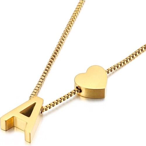 New product simple fashion peach heart 26 letters love letter titanium steel necklace
