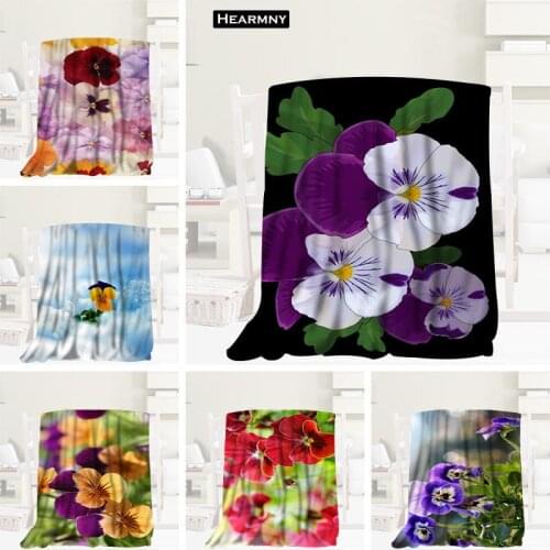HEARMNY Pansies Flowers 02 Blanket Sleep Cover Blankets Yoga Office Sofa Blanket Bed Cover Travel Warm Throw Blankets