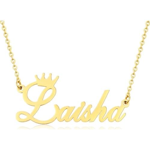 Stainless Steel Personalized Custom Name Necklace Mirror Surface Gold Choker Necklace Pendant Nameplate Special Christmas Gifts