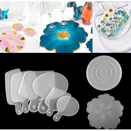 1pcs Big Square Round Coaster Fruits Disc Tea Tray UV Plate Resin Molds Silicone Epoxy Jewelry Pendant Bead Storage Making Tools