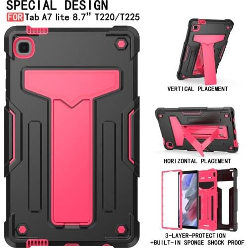 Shockproof Tablet Cover Funda for Samsung Galaxy Tab A7 Lite 2021 8.7 inch SM-T220 SM-T225 T220 Case Coque Silicon Stand Shell