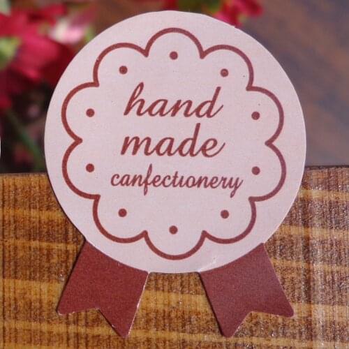102pcs Pink Paper Sticker Medal Shape Hand Made Kraft Sealing Stickers Paper Crafts Hand Made Labels Party DIY Point Sticker