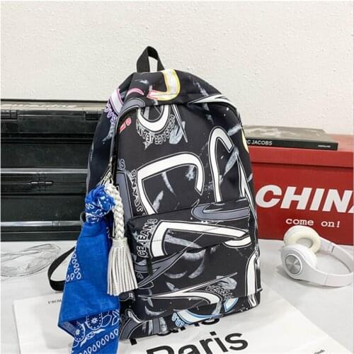 2021 New Street Fashion College Students Men and Women Backpacks Hand Towel Pendant Large Capacity Student School Bags