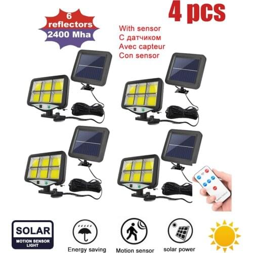 4pcs seperable 120 LED Solar Lamp Outdoor Waterproof IP65 PIR Motion Sensor Solar Powered Garden Light Wall Lamp Infrared Sensor